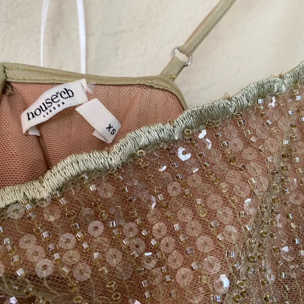 LIMITED EDITION House of CB 'Alondra' Cafe Au Lait Beaded Maxi Dress NWOT sz XS - Picture 6 of 15